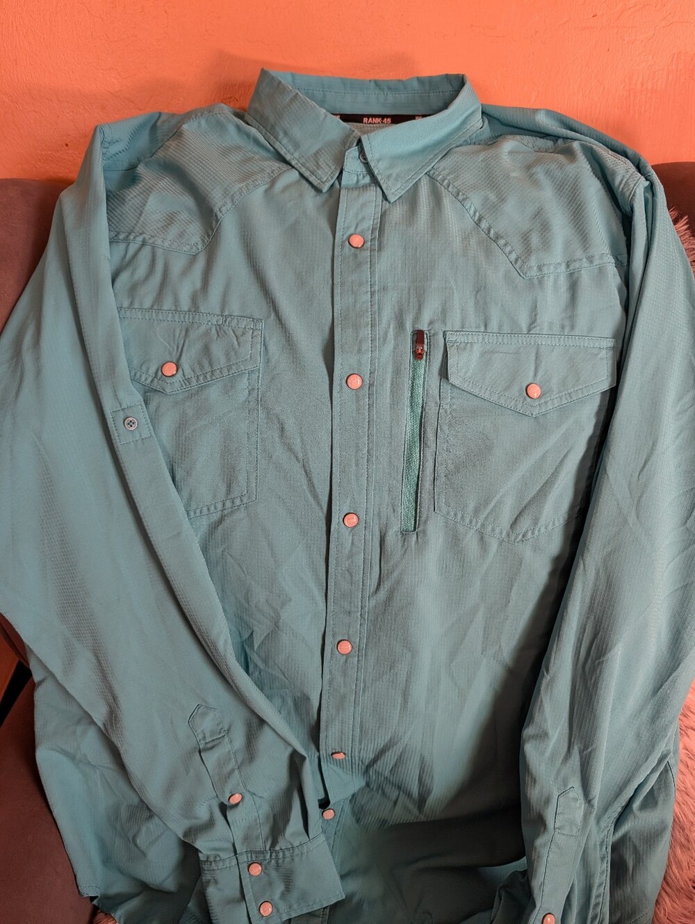 Rank 45 Light Teal Button-Front Utility Shirt
